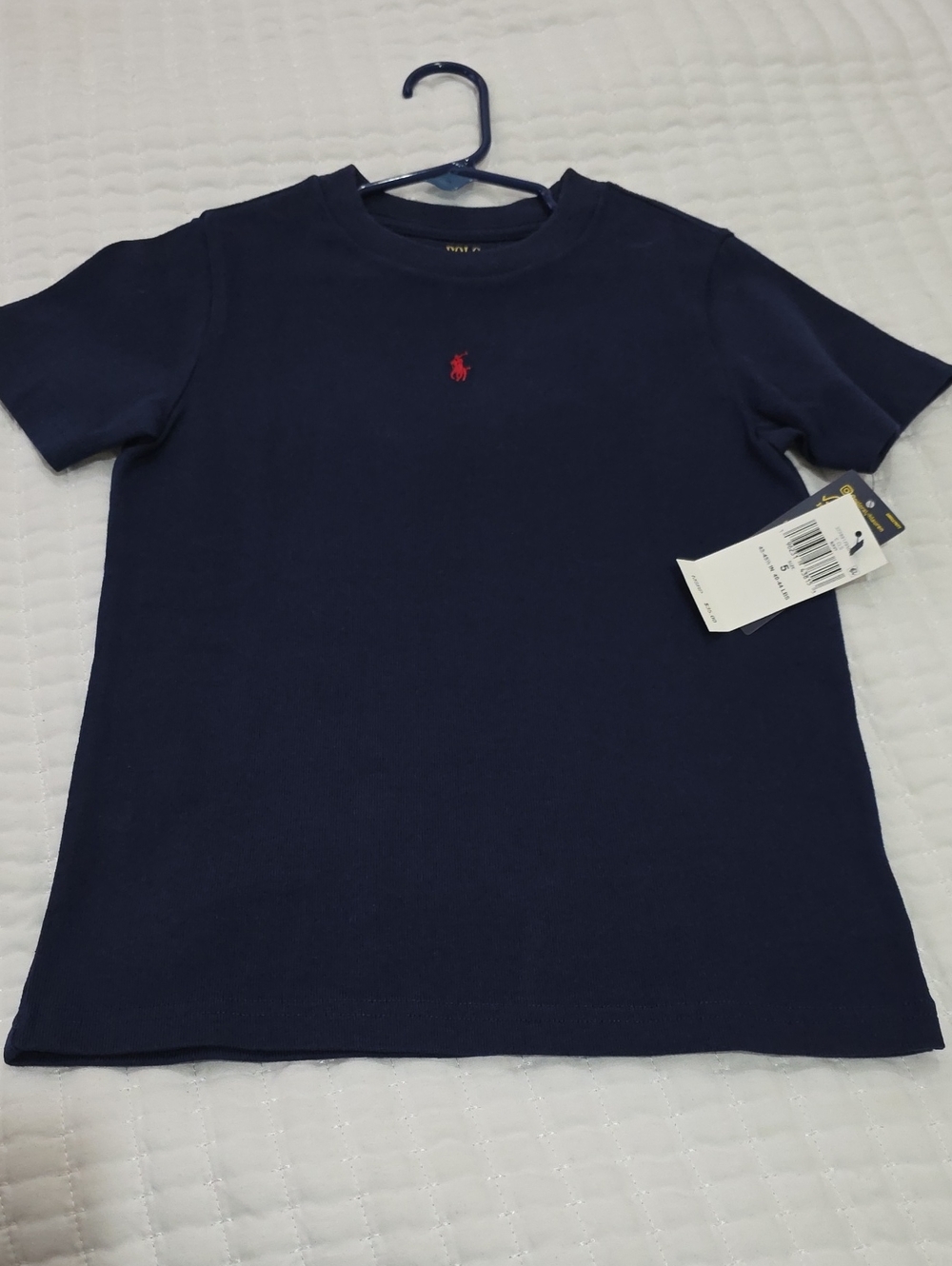Ralph Lauren Navy Blue Kids Tee with Red Pony